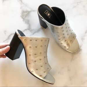 Sol Sana Charlotte Silver Stud Mule Square Sandal